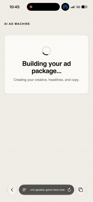 The AI Ad Machine generating ads in 90 seconds