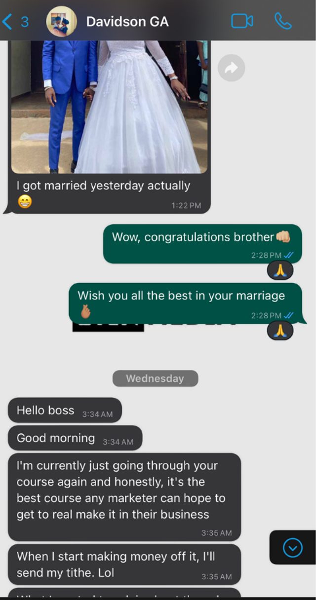 WhatsApp: Davidson GA praising the course